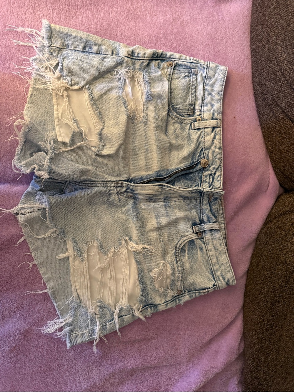 American Eagle Outfitters Light Blue Distressed Denim Shorts